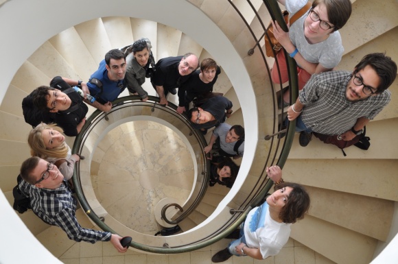 the Innovators Nation team in the stairs, Weizmann house